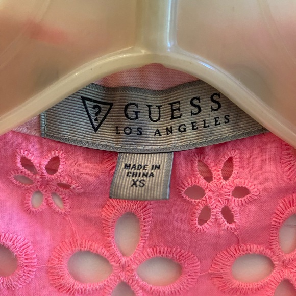 Guess eyelet embroidered Barbie pink summer top size XS - Picture 6 of 6